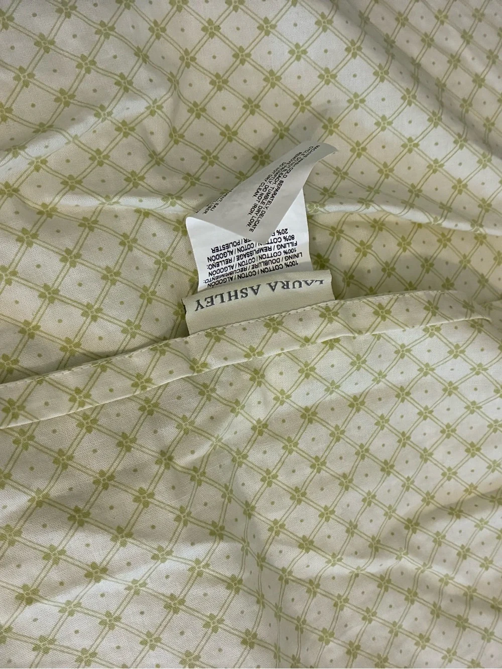 Laura Ashley Green and White Floral Pillow Sham King Size Rowland 40 X 24”